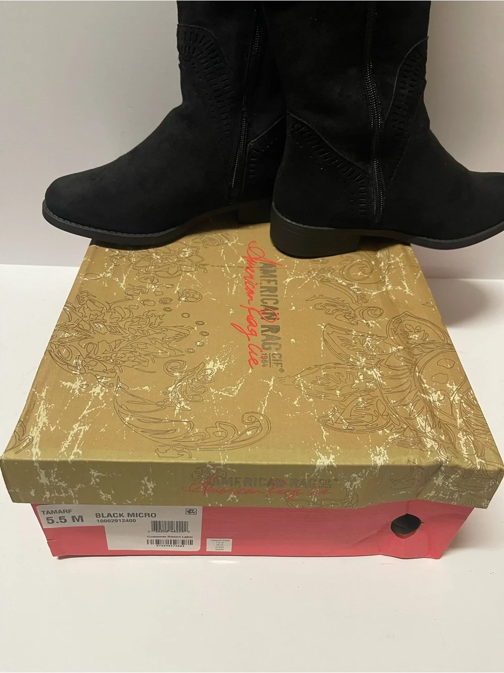 American Rag Women's Tamar Boots Black Micro Suede #kneehigh #suede